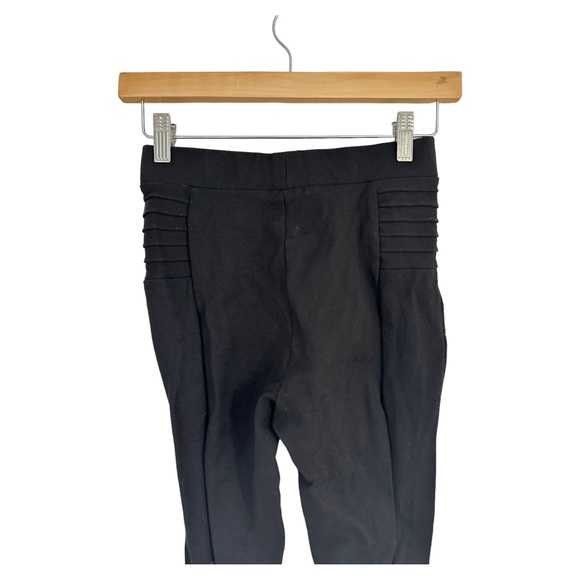 Zara High Rise Sailor Button Black Ponte Skinny Leggings Silver Buttons Size SM - Picture 3 of 8